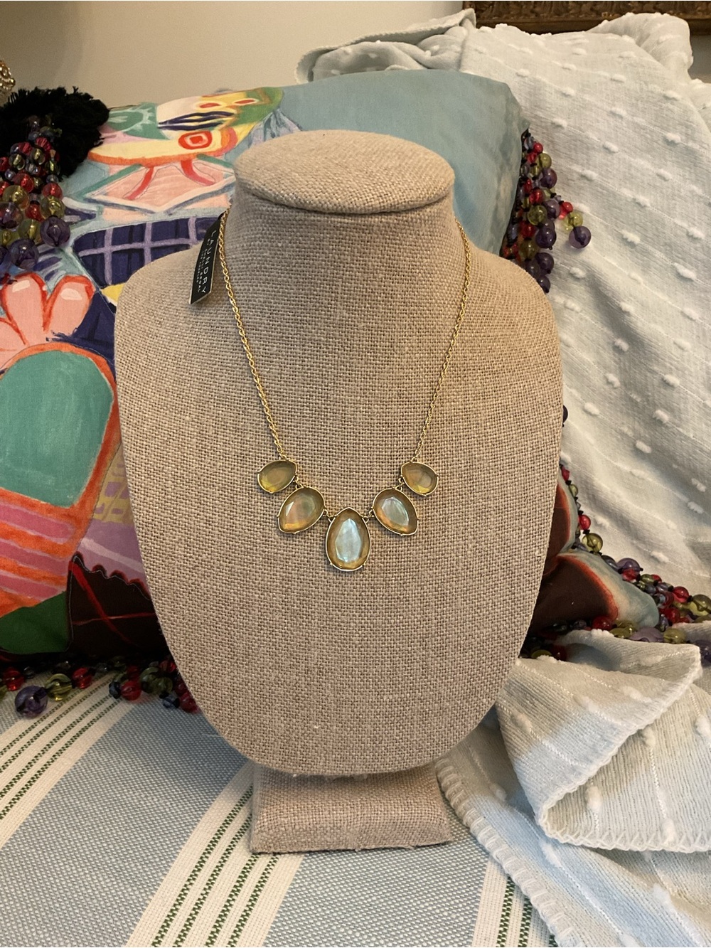 Laundry By Shelli Segal Gold Necklace with Yellow Tear Stones